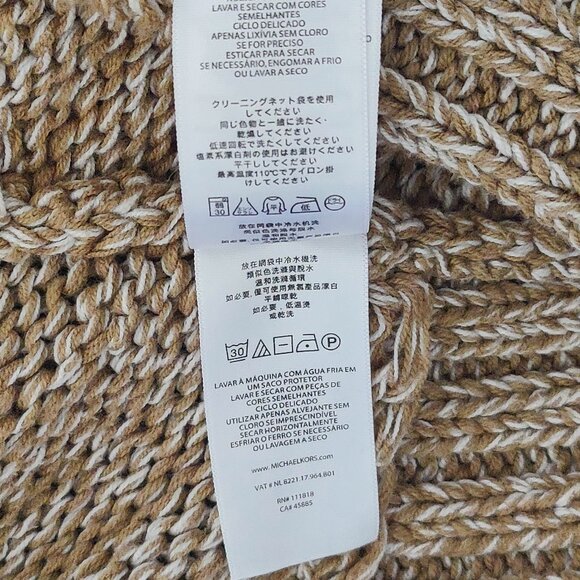Michael Kors Beige Tan Marled Zip-Up Knit Poncho Cape Sweater Size XL - Picture 6 of 6